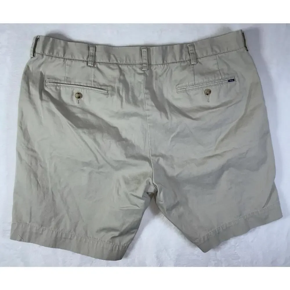 Polo Ralph Lauren Classic Fit 100 cotton khaki tan shorts mens size 38 9” Inseam - Picture 6 of 12